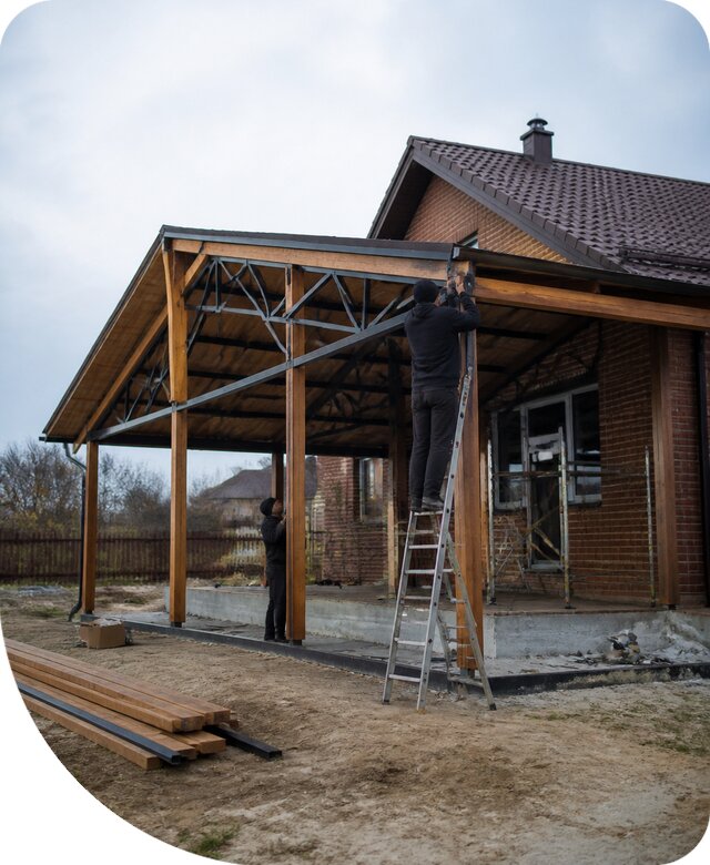 Пристройка навеса к дому и участку в Камышине под ключ