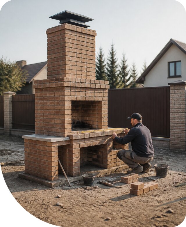 Изготовление и монтаж печи барбекю для участка в Камышине под ключ