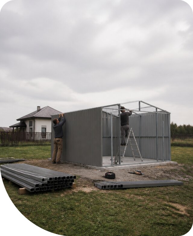 Металлический хозблок под ключ с установкой в Камышине