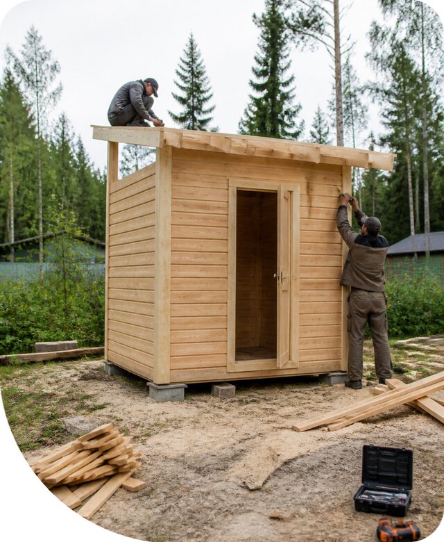 Строительство туалета с душем под ключ на участке в Камышине
